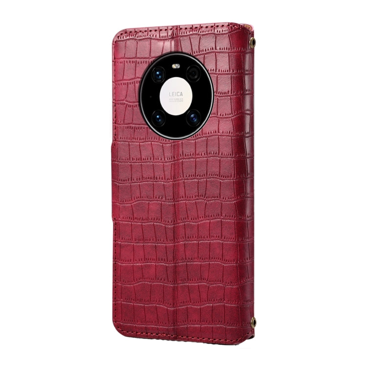 For Huawei Mate 40 Pro Denior Crocodile Texture Oil Edge Leather Phone Case(Rose Red)