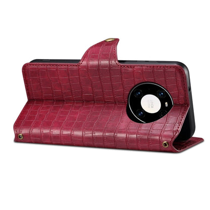 For Huawei Mate 40 Pro Denior Crocodile Texture Oil Edge Leather Phone Case(Rose Red)