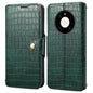 Pour Huawei Mate 40 Pro Coque de téléphone en cuir avec bord huilé et texture crocodile Denior (vert)