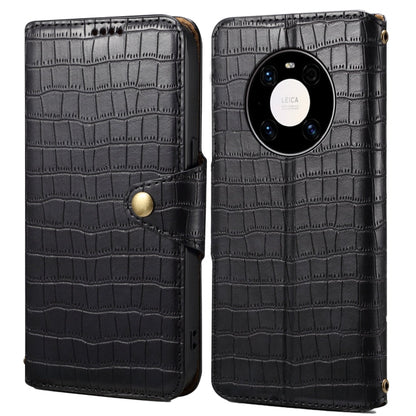 For Huawei Mate 40 Pro Denior Crocodile Texture Oil Edge Leather Phone Case(Black)