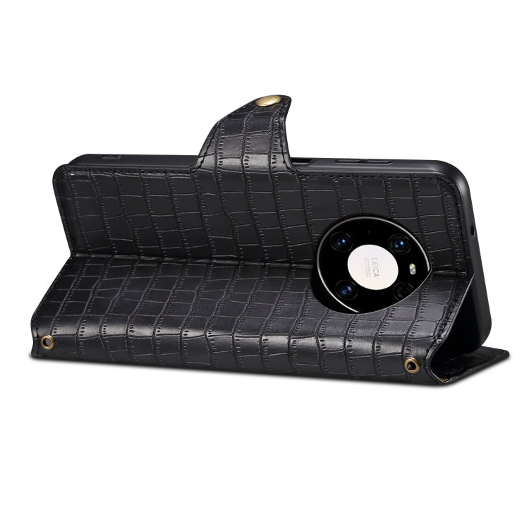 For Huawei Mate 40 Pro Denior Crocodile Texture Oil Edge Leather Phone Case(Black)