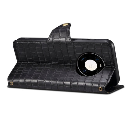 For Huawei Mate 40 Pro Denior Crocodile Texture Oil Edge Leather Phone Case(Black)