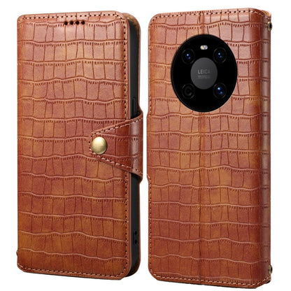 Pour Huawei Mate 40 Étui de téléphone en cuir avec texture crocodile Denior (marron)
