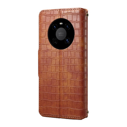 Pour Huawei Mate 40 Étui de téléphone en cuir avec texture crocodile Denior (marron)
