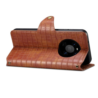 Pour Huawei Mate 40 Étui de téléphone en cuir avec texture crocodile Denior (marron)