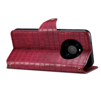Pour Huawei Mate 40 Étui de téléphone en cuir avec texture crocodile Denior (rose rouge)