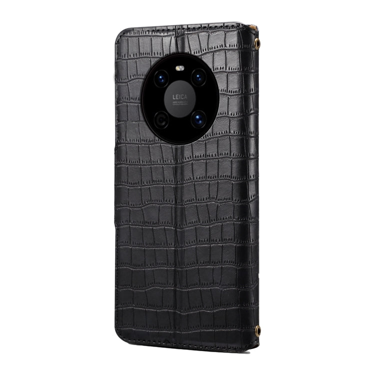 For Huawei Mate 40 Denior Crocodile Texture Oil Edge Leather Phone Case(Black)