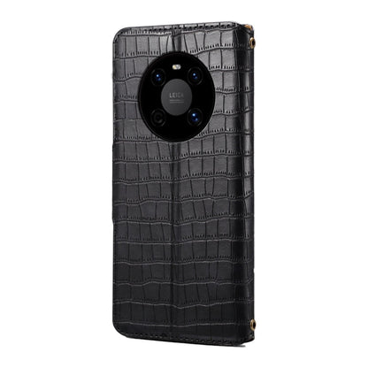 For Huawei Mate 40 Denior Crocodile Texture Oil Edge Leather Phone Case(Black)