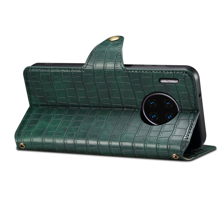 For Huawei Mate 30 Pro Denior Crocodile Texture Oil Edge Leather Phone Case(Green)