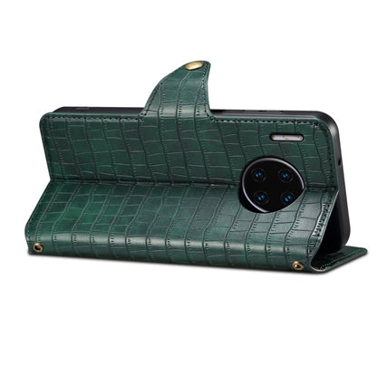 For Huawei Mate 30 Pro Denior Crocodile Texture Oil Edge Leather Phone Case(Green)
