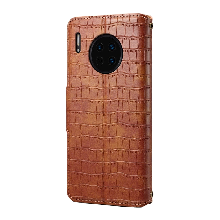 For Huawei Mate 30 Denior Crocodile Texture Oil Edge Leather Phone Case(Brown)