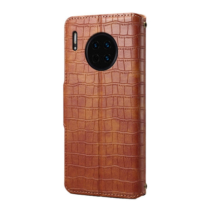 For Huawei Mate 30 Denior Crocodile Texture Oil Edge Leather Phone Case(Brown)