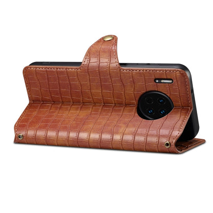 For Huawei Mate 30 Denior Crocodile Texture Oil Edge Leather Phone Case(Brown)