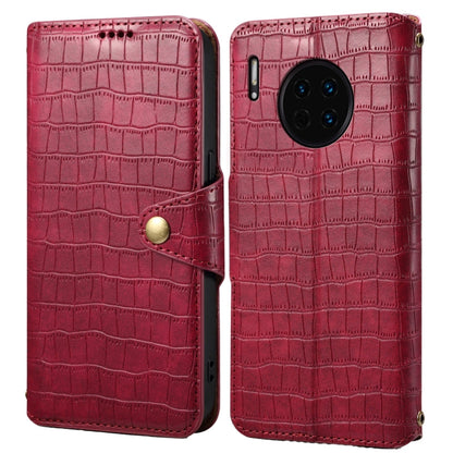 For Huawei Mate 30 Denior Crocodile Texture Oil Edge Leather Phone Case(Rose Red)
