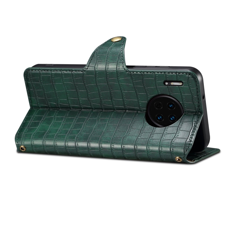 For Huawei Mate 30 Denior Crocodile Texture Oil Edge Leather Phone Case(Green)
