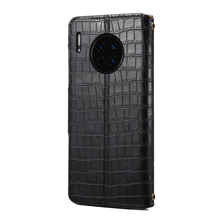 For Huawei Mate 30 Denior Crocodile Texture Oil Edge Leather Phone Case(Black)