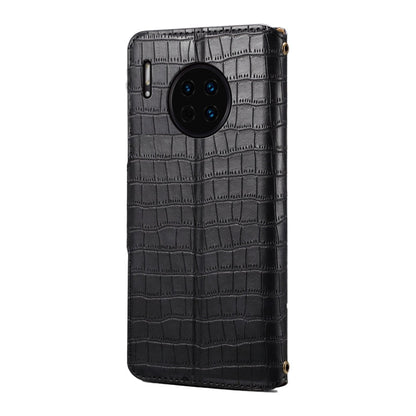 For Huawei Mate 30 Denior Crocodile Texture Oil Edge Leather Phone Case(Black)