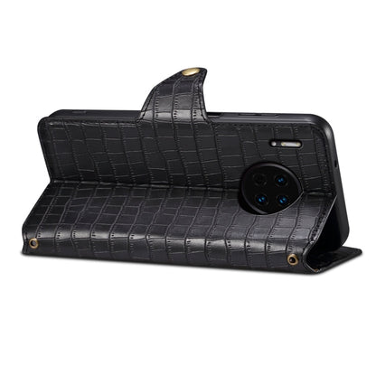 For Huawei Mate 30 Denior Crocodile Texture Oil Edge Leather Phone Case(Black)