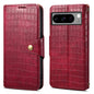 Pour Google Pixel 8 Pro Étui de téléphone en cuir avec texture crocodile Denior (Rose Rouge)