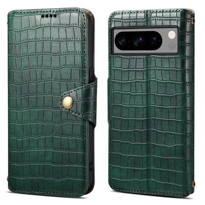 For Google Pixel 8 Pro Denior Crocodile Texture Oil Edge Leather Phone Case(Green)