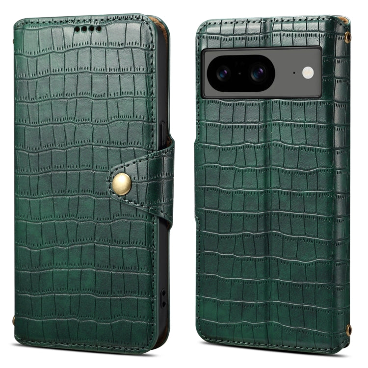 For Google Pixel 7 Denior Crocodile Texture Oil Edge Leather Phone Case(Green)
