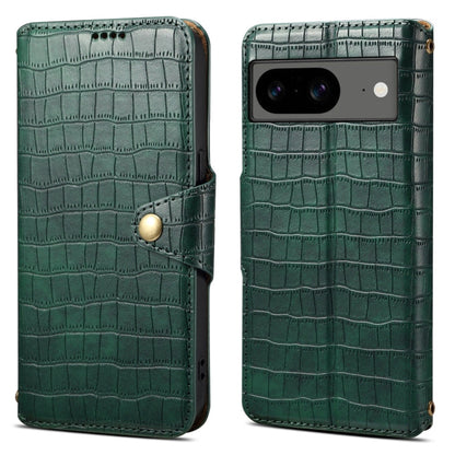 For Google Pixel 7 Denior Crocodile Texture Oil Edge Leather Phone Case(Green)