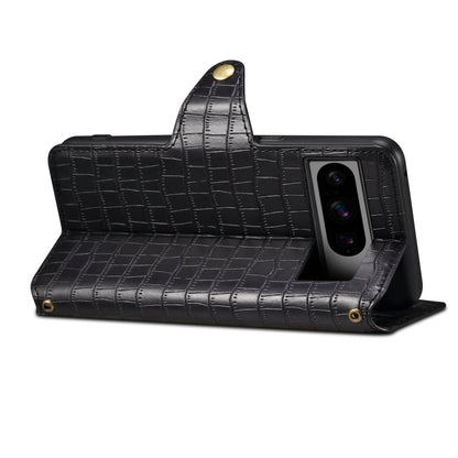 For Google Pixel 7 Denior Crocodile Texture Oil Edge Leather Phone Case(Black)