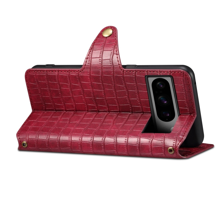 For Google Pixel 7 Pro Denior Crocodile Texture Oil Edge Leather Phone Case(Rose Red)