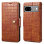 Pour coque de téléphone en cuir avec texture crocodile et bord huilé Denior pour Google Pixel 7a (marron)