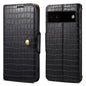 For Google Pixel 6a Denior Crocodile Texture Oil Edge Leather Phone Case(Black)