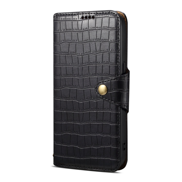 For Google Pixel 6a Denior Crocodile Texture Oil Edge Leather Phone Case(Black)