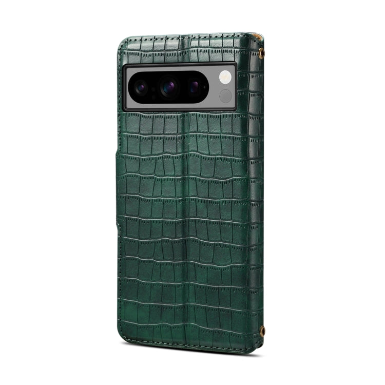 For Google Pixel 6 Denior Crocodile Texture Oil Edge Leather Phone Case(Green)