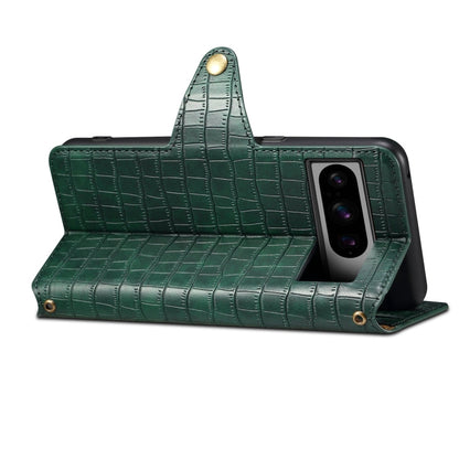 For Google Pixel 6 Denior Crocodile Texture Oil Edge Leather Phone Case(Green)