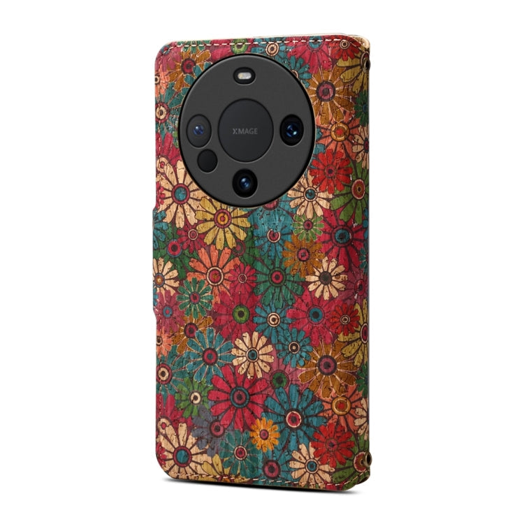 For Huawei Mate 60 Pro / Mate 60 Pro+ Denior Flower Language Series Cork Fabric Oil Edge Leather Phone Case(Spring)