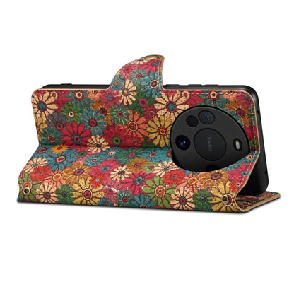 For Huawei Mate 60 Denior Flower Language Series Cork Fabric Oil Edge Leather Phone Case(Spring)