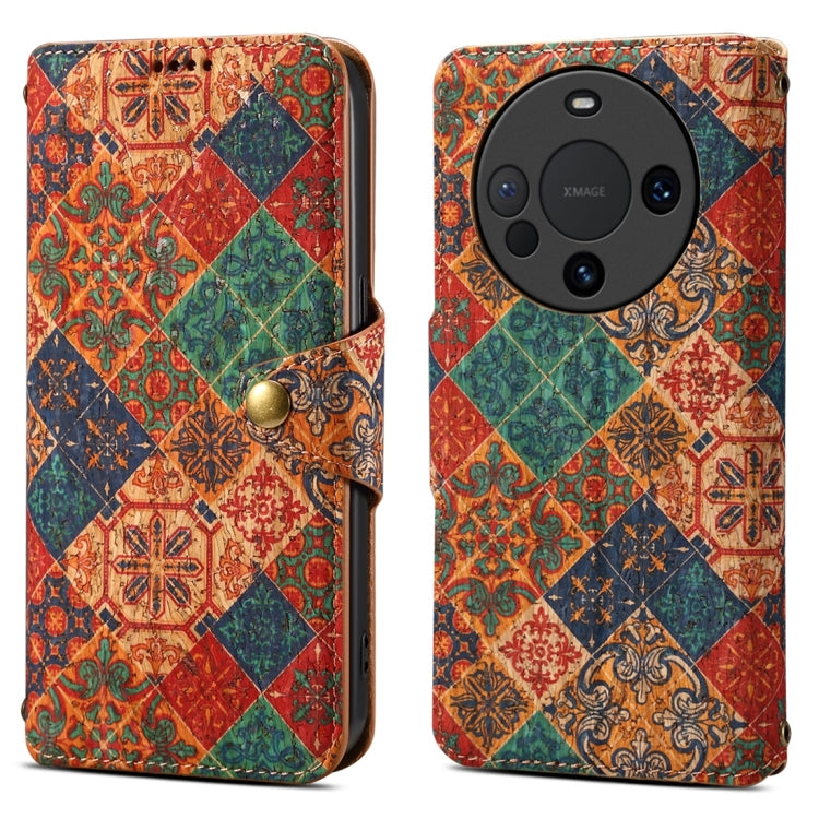 For Huawei Mate 60 Denior Flower Language Series Cork Fabric Oil Edge Leather Phone Case(Winter)
