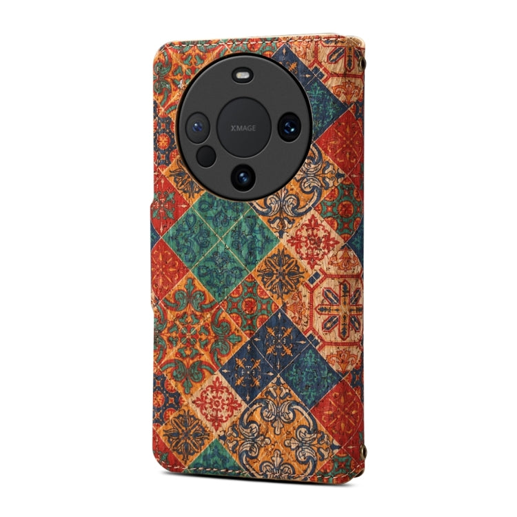 For Huawei Mate 60 Denior Flower Language Series Cork Fabric Oil Edge Leather Phone Case(Winter)