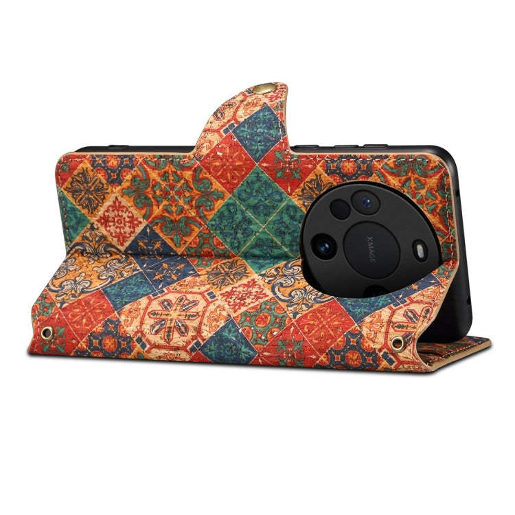 For Huawei Mate 60 Denior Flower Language Series Cork Fabric Oil Edge Leather Phone Case(Winter)
