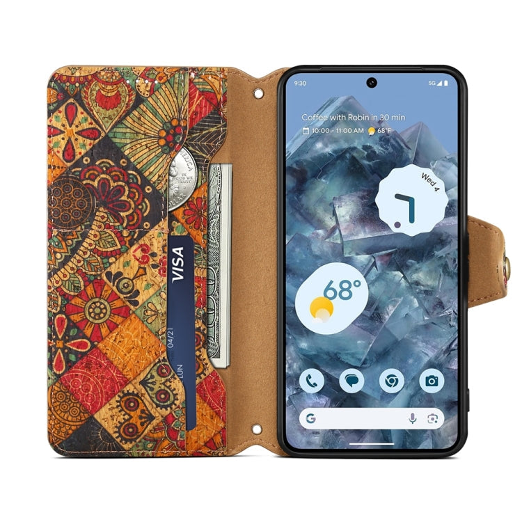 For Google Pixel 8 Denior Flower Language Series Cork Fabric Oil Edge Leather Phone Case(Autumn)