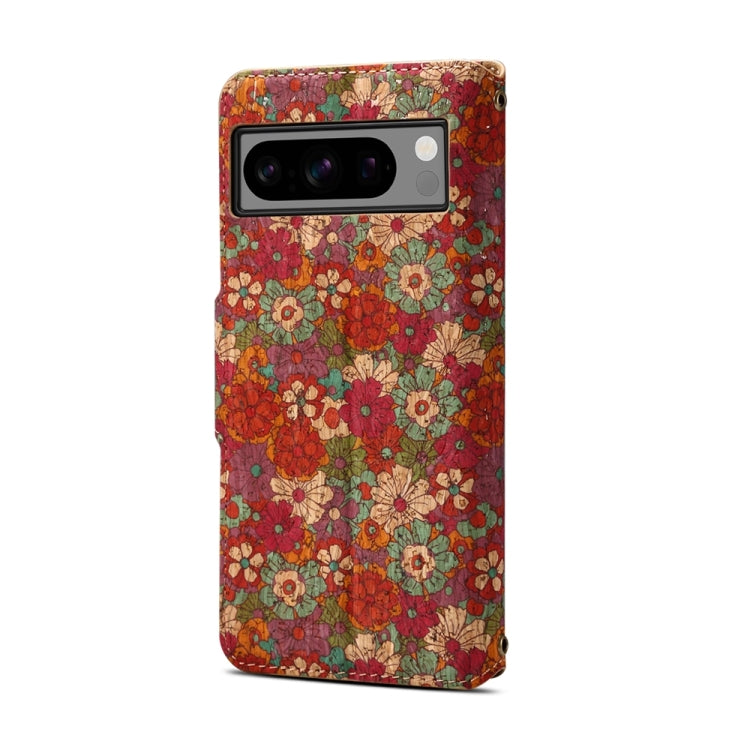 For Google Pixel 7a Denior Flower Language Series Cork Fabric Oil Edge Leather Phone Case(Summer)