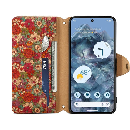 For Google Pixel 7a Denior Flower Language Series Cork Fabric Oil Edge Leather Phone Case(Summer)