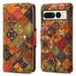 For Google Pixel 7 Pro Denior Flower Language Series Cork Fabric Oil Edge Leather Phone Case(Autumn)