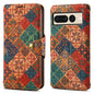 For Google Pixel 7 Pro Denior Flower Language Series Cork Fabric Oil Edge Leather Phone Case(Winter)