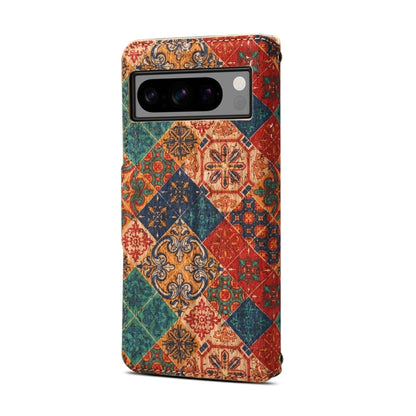 For Google Pixel 7 Pro Denior Flower Language Series Cork Fabric Oil Edge Leather Phone Case(Winter)