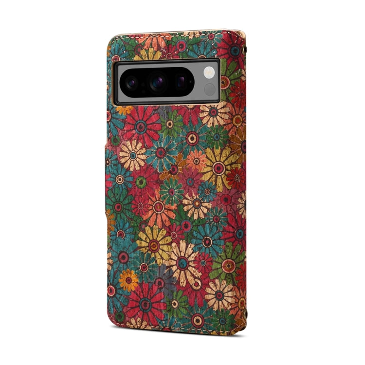 For Google Pixel 6a Denior Flower Language Series Cork Fabric Oil Edge Leather Phone Case(Spring)