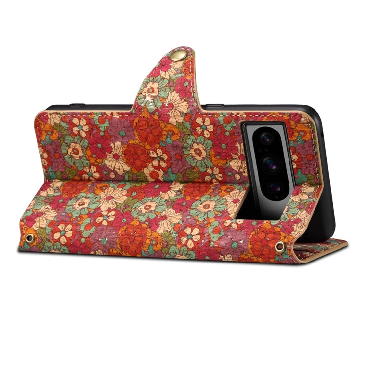 For Google Pixel 6a Denior Flower Language Series Cork Fabric Oil Edge Leather Phone Case(Summer)