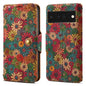 Pour Google Pixel 6 Pro Étui de téléphone en cuir avec bord huilé en liège de la série Denior Flower Language (Printemps)