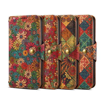Pour étui de téléphone en cuir avec bordure en liège de la série "Denior Flower Language" pour Google Pixel 8 (Hiver)