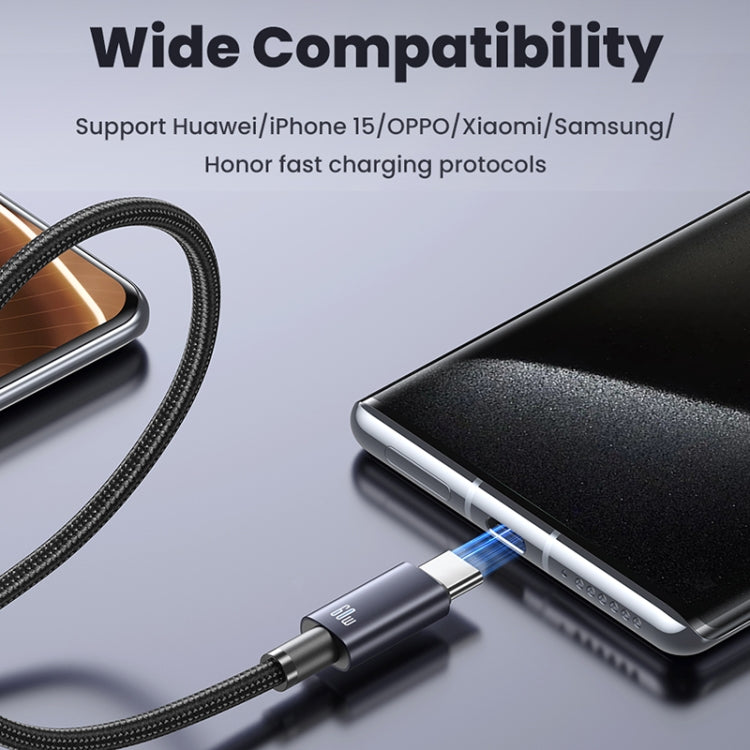 USAMS US-SJ661 Type-C To Type-C 60W Fast Charge Data Cable, Length: 1.2m(Black)