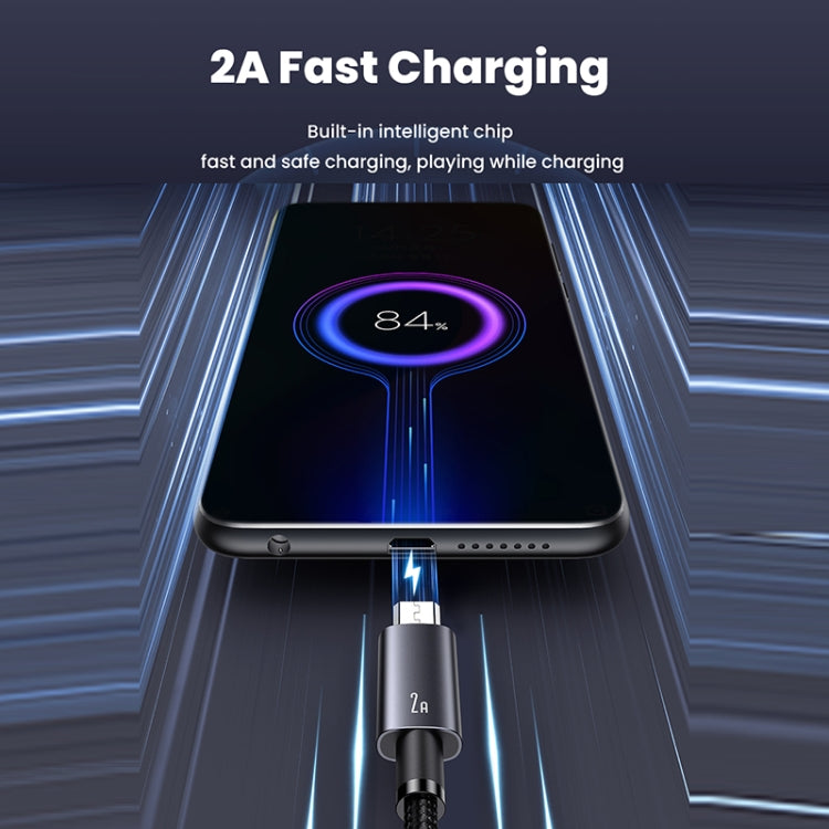Câble de données de charge rapide USAMS US-SJ668 USB vers Micro USB 2A, longueur : 1,2 m (noir)